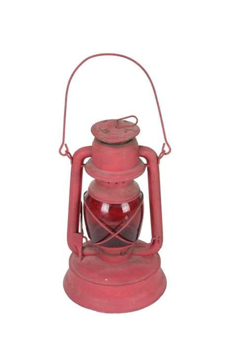 Antique Red Railroad Oil Lamp w Red Glass Globe (1 of 9)