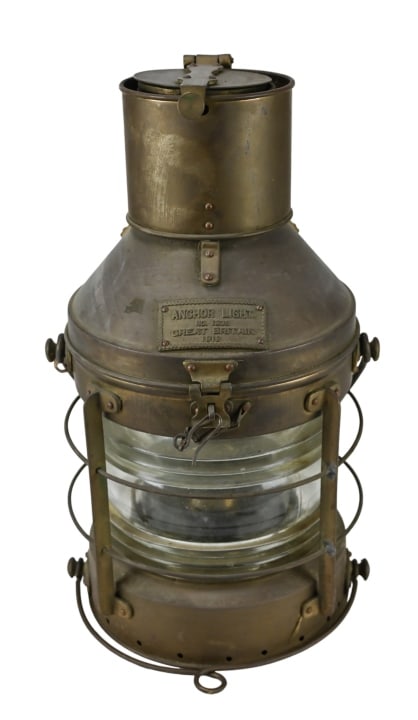 Antique English Oil Brass & Glass Anchor Light (1 of 7)