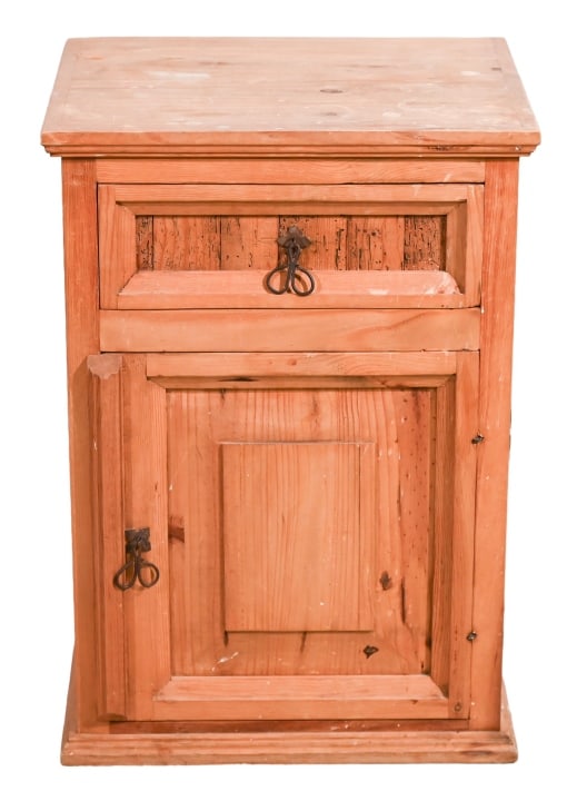 Farm House Style Pine Nightstand w/ Iron Hardware (1 of 13)