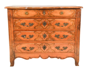 Antique French Louis XIV Carved Walnut Commode