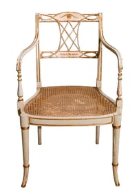 Maitland Smith Regency Style Carved Cane Armchair