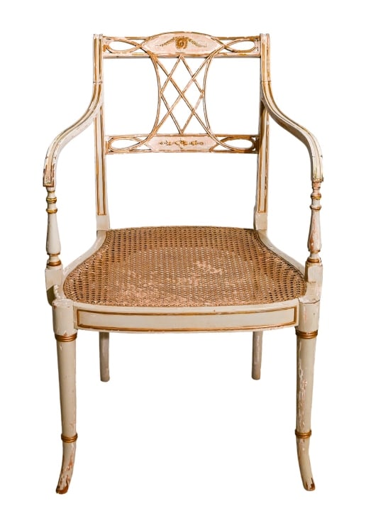 Maitland Smith Regency Style Carved Cane Armchair (1 of 15)