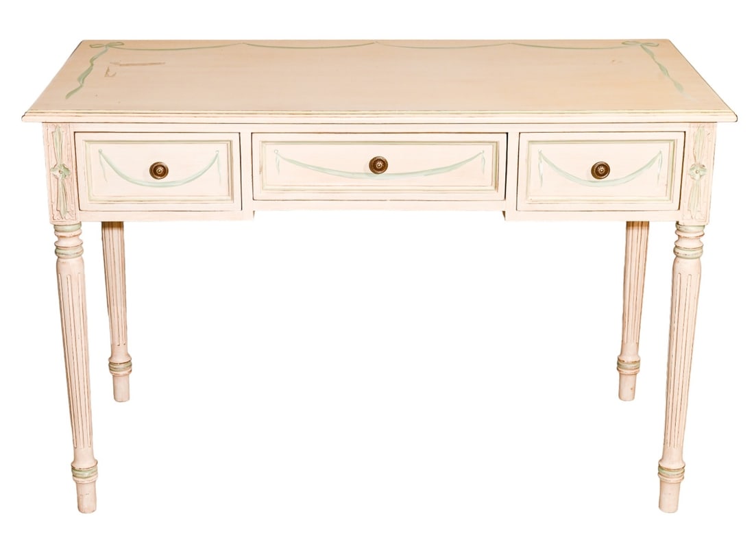 French Country Carved Painted Ladies Desk (1 of 14)