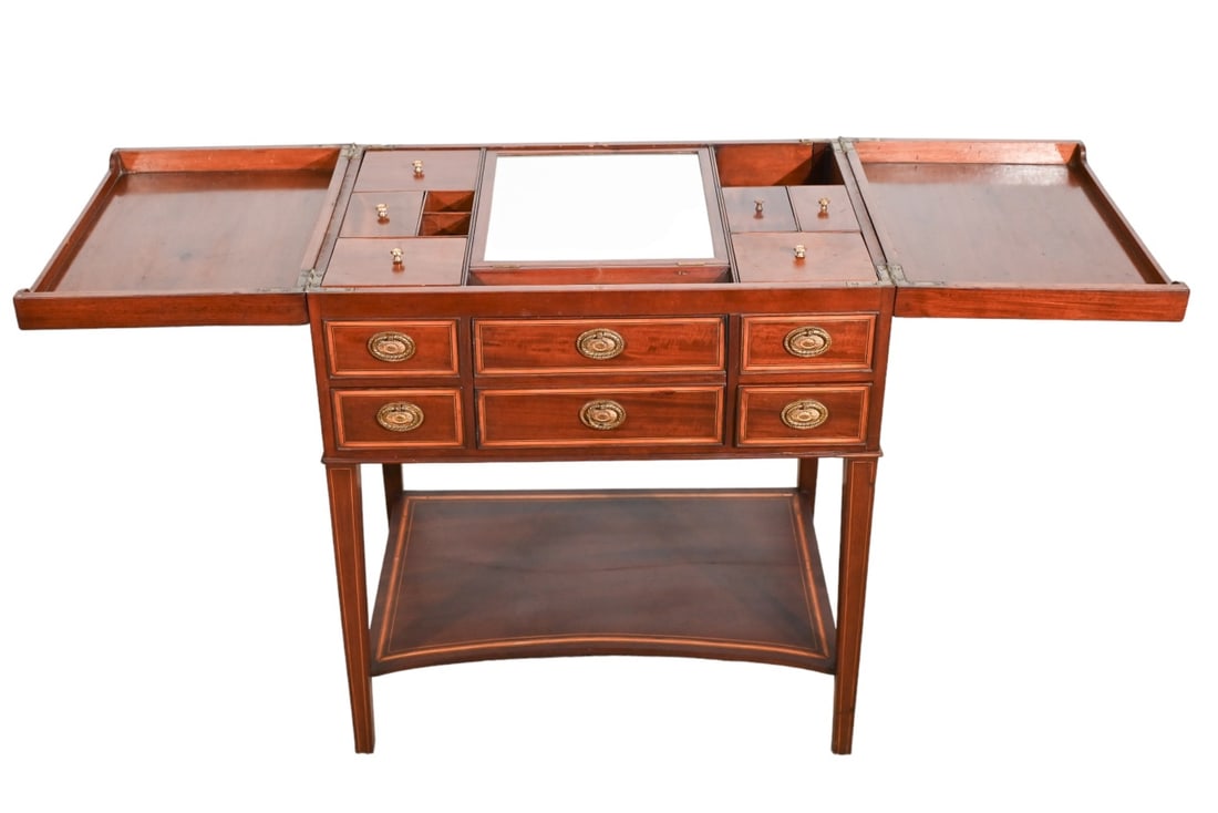 Georgian Style Marquetry Inlay Poudreuse Table (1 of 16)