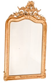 Italian Rococo Style Carved Gilt Beveled Mirror