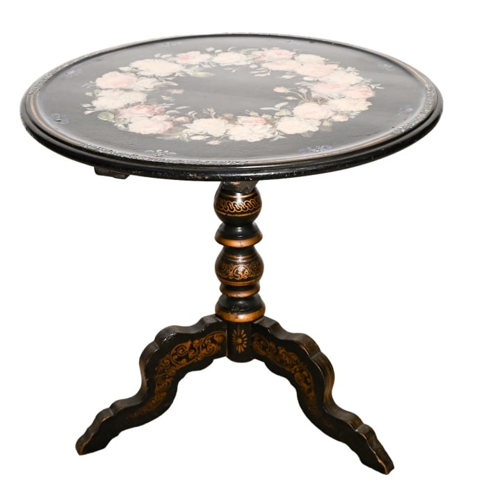Victorian Chinoiserie Ebonized MOP Tilt Top Table (1 of 17)