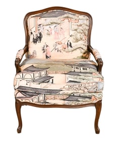 Louis XV Style Custom Oriental Upholstered Chair