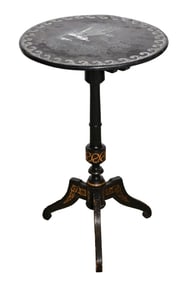 Antique Victorian Ebonized MOP Tilt Top Table
