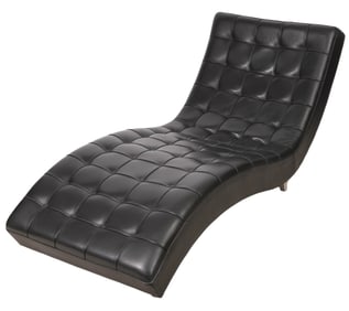 Roche Bobois Dolce Black Leather Chaise Lounge