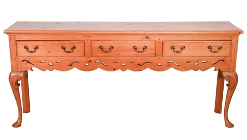 English Country Queen Anne Style Pine Sideboard