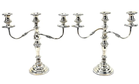 Pair Antique English Sterling Silver Candelabras