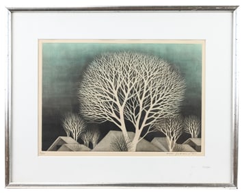 Koichi Sakamoto Signed Mezzotint Bare Trees