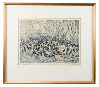 S. Heyman Signed Engraving 1962 Garden