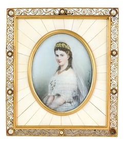 Antique Hand Painted Signed Portrait Miniature
