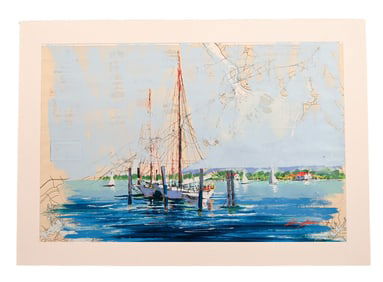 Kerry Hallam Signed Chart Painting Chesapeake Bay