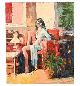 Kerry Hallam Signed Painting Titled Blue Robe