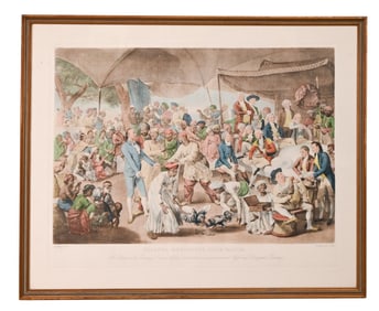 Antique Zoffany Earlom Lithograph Cock Match
