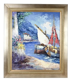 Giovanni Camprio Signed Oil Painting Coastal Italy