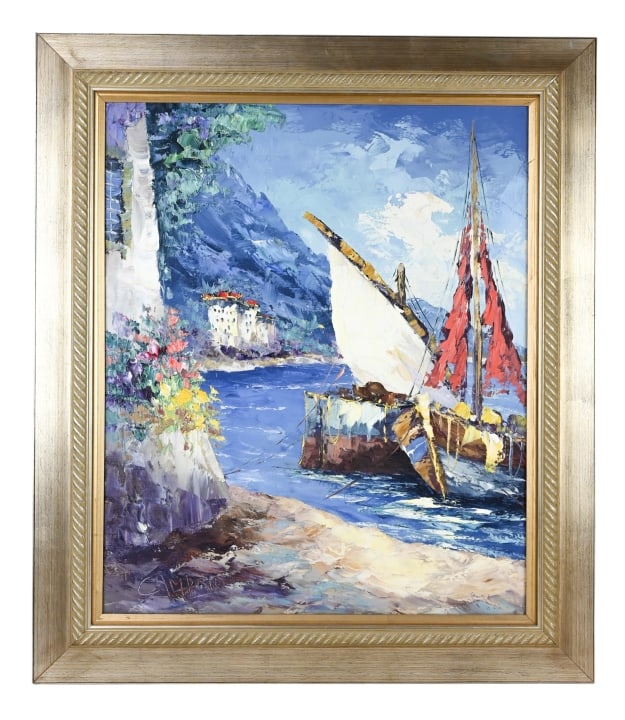 Giovanni Camprio Signed Oil Painting Coastal Italy (1 of 8)
