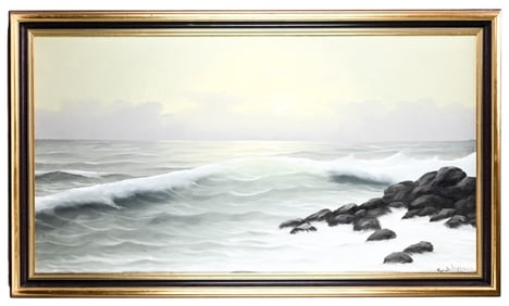 C. S. Hipper Signed Oil Painting of Ocean Waves