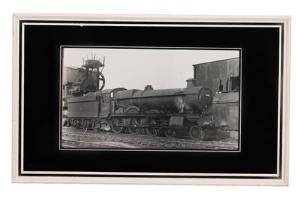Framed BW Photo of Steam Engine Locomotive