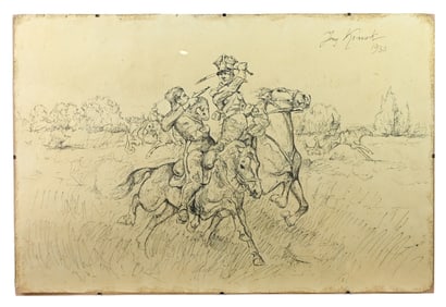 Jerzy Kossak Signed Original Ink Drawing 1930