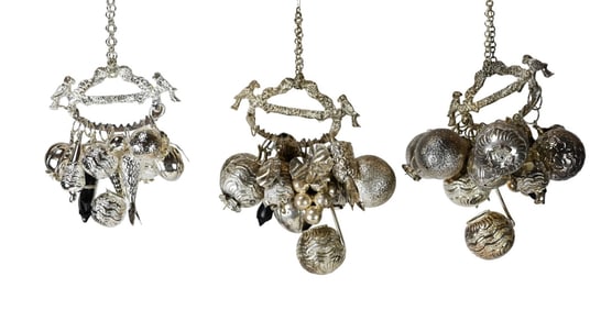 3 Brazalian Balanganda Silver Tone Charm Clusters