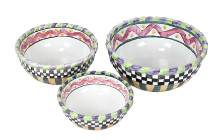 Mackenzie Childs Piccadilly Set 3 Mixing Bowls