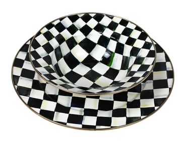 Mackenzie Childs Courtley Check Platter & Bowl