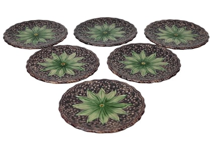 6 F.F.A.S. France Majolica Lilly of  Alley Plates