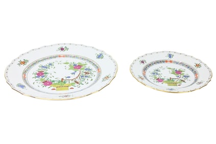 2 Herend Hungary Porcelain Indian Basket Plates