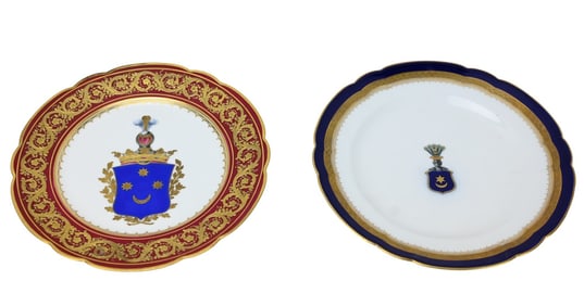 2 Antique Porcelain Plates Attributed to Royalty