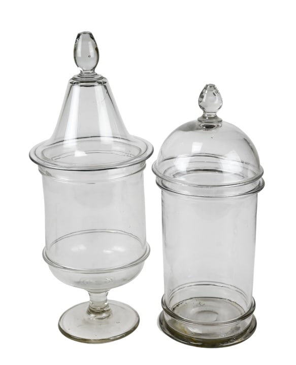 Pair Hand Blown Glass Apothecary Jars w Covers (1 of 12)