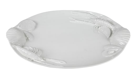 Italian Ceramic Seafood Motif Platter White