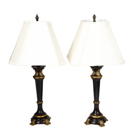 Pair Neo Classical Painted Composite Lamps Shades