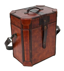 6 Bottle Wine Bottle Leather Shoulder Carry Bag