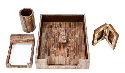 Collection Carved Natural Element Desk Set Pieces