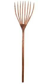 Antique Primitive Wooden and Leather Wrapped Rake