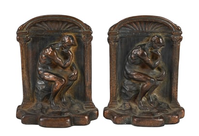 Antique Rodin The Thinker Bronze Bookends