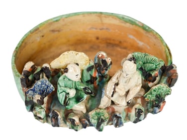 Antique Chinese Figural Ceramic Bonsai Planter