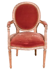 Antique Louis XVI Style Carved Balloon Back Chair
