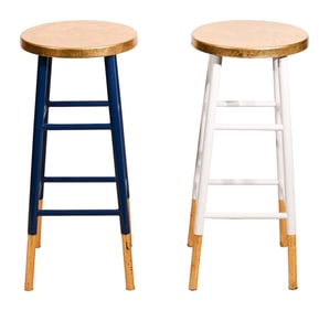 Two Mid Century Metal Ladder  Bar Stools