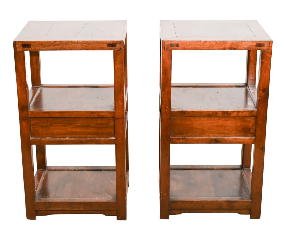 Pair Vintage Solid Wood 3 Tier Side Tables (1 of 10)