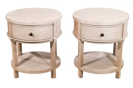 Pair Pottery Barn Toulouse 23" Round Nightstands