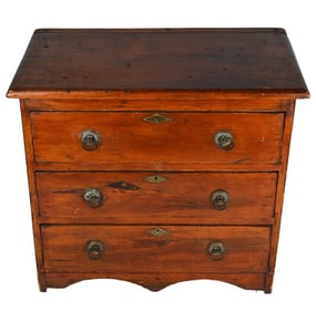 Antique Carved 3 Drawer Hall Cabinet