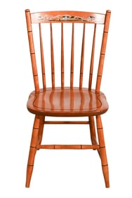 Vintage Carved Painted Faux Bamboo Chair
