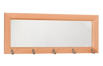 Country Pine Mirror with 5 Coat Hooks