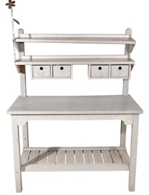 Custom Tole Metal Top & Wood Gardening Table