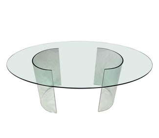 Mid Century Modern All Glass Dining Table