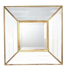 Contemporary Mirrored Cushion Beveled Wall Mirror